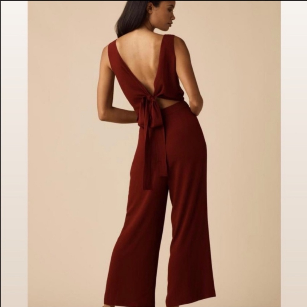 NWT / Vetta Capsule Two Piece Apron Jumpsuit in Burgundy - Picture 8 of 8
